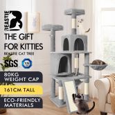BEASTIE Cat Tree with Hammock Scratching Post Light Grey 161cm
