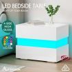 ALFORDSON Bedside Table RGB LED Nightstand 2 Drawers 4 Side High Gloss White