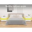 ALFORDSON Bedside Table RGB LED Nightstand 2 Drawers 4 Side High Gloss White