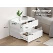 ALFORDSON Bedside Table RGB LED Nightstand 2 Drawers 4 Side High Gloss White
