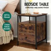 ALFORDSON Bedside Table Retro Wood Nightstand Storage Vintage 2 Drawers Cabinet Wooden Side Table Oak