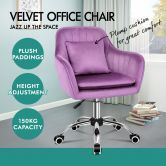 ALFORDSON Velvet Office Chair Computer Desk Chairs Swivel Armchair Work Seat Violet Adult Kids