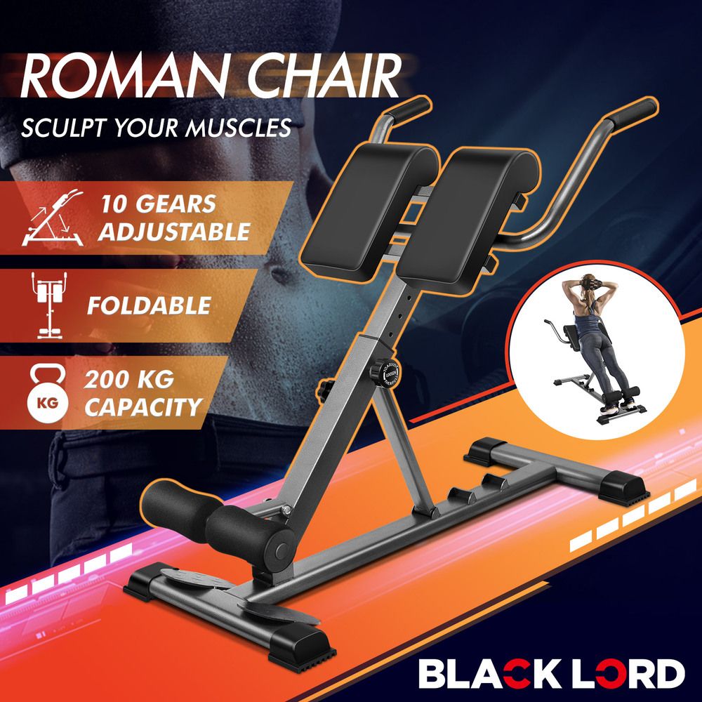 BLACK LORD Weight Bench Roman Chair Back Hyperextension AB Workout Fitness