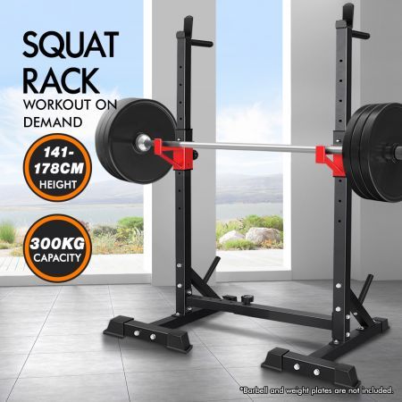 BLACK LORD Adjustable Squat Rack Fitness Weight Bench Lifting Barbell Stand Gym