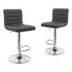 ALFORDSON 2x Bar Stools Ruel Kitchen Swivel Chair Leather Gas Lift GREY