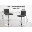 ALFORDSON 2x Bar Stools Ruel Kitchen Swivel Chair Leather Gas Lift GREY