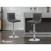 ALFORDSON 2x Bar Stools Ruel Kitchen Swivel Chair Leather Gas Lift GREY
