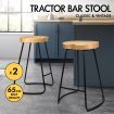 ALFORDSON 2x Bar Stools 65cm Tractor Kitchen Wooden Vintage Chair Natural