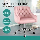 ALFORDSON Velvet Office Chair Computer Swivel Chairs Armchair Work Study Seat Pink Adult Kids