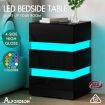 ALFORDSON Bedside Table RGB LED Nightstand 3 Drawers 4 Side High Gloss Black