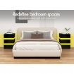 ALFORDSON Bedside Table RGB LED Nightstand 3 Drawers 4 Side High Gloss Black