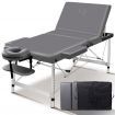 ALFORDSON Massage Table 3 Fold 65cm Foldable Portable Aluminium Lift Up Bed Desk Grey