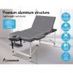 ALFORDSON Massage Table 3 Fold 65cm Foldable Portable Aluminium Lift Up Bed Desk Grey