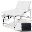 ALFORDSON Massage Table 3 Fold 65cm Foldable Portable Aluminium Lift Up Bed Desk White