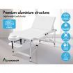 ALFORDSON Massage Table 3 Fold 65cm Foldable Portable Aluminium Lift Up Bed Desk White