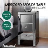 ALFORDSON Mirrored Bedside Table Cabinet Nightstand Side End Table Drawers