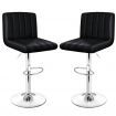 ALFORDSON 2x Bar Stools Macias Kitchen Swivel Chair Leather Gas Lift BLACK