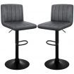 ALFORDSON 2x Bar Stools Macias Kitchen Swivel Chair Leather Gas Lift GREY