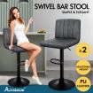 ALFORDSON 2x Bar Stools Macias Kitchen Swivel Chair Leather Gas Lift GREY