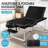 ALFORDSON Massage Table 3 Fold 75cm Foldable Portable Aluminium Lift Up Bed Desk