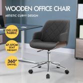 ALFORDSON Wooden Office Chair Computer Chairs Home Seat Linen Fabric Grey