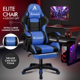 ALFORDSON Gaming Office Chair Extra Large Pillow Racing Executive Footrest Seat Black & Blue