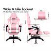 ALFORDSON Gaming Office Chair Extra Large Pillow Racing Executive Footrest Seat Pink & White