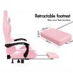ALFORDSON Gaming Office Chair Extra Large Pillow Racing Executive Footrest Seat Pink & White