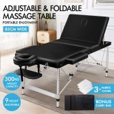 ALFORDSON Massage Table 3 Fold 85cm Foldable Portable Aluminium Lift Up Bed Desk