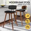 ALFORDSON 2x Wooden Bar Stools Mabel Kitchen Dining Chair Wood Vintage BLACK