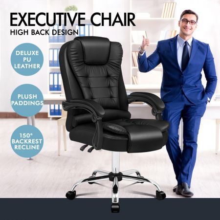 ALFORDSON Office Chair Gaming Executive Computer Recliner Racer PU Leather Seat without Footrest