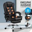 ALFORDSON Massage Office Chair Heated Executive Computer Seat Gaming Racer Black