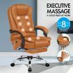 ALFORDSON Massage Office Chair Executive Gaming Racer Heated PU Leather Seat Brown