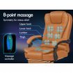 ALFORDSON Massage Office Chair Executive Gaming Racer Heated PU Leather Seat Brown