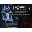 ALFORDSON Gaming Chair Office Racer Large Lumbar Cushion Footrest Seat Leather Black & Blue