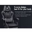 ALFORDSON Gaming Chair Office Racer Large Lumbar Cushion Footrest Seat Leather Black & Grey