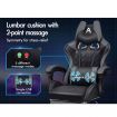 ALFORDSON Gaming Chair Office Racer Large Lumbar Cushion Footrest Seat Leather Black & Grey
