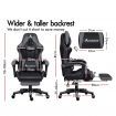 ALFORDSON Gaming Chair Office Racer Large Lumbar Cushion Footrest Seat Leather Black & Grey