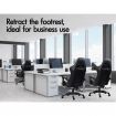 ALFORDSON Gaming Chair Office Racer Large Lumbar Cushion Footrest Seat Leather Black & Grey