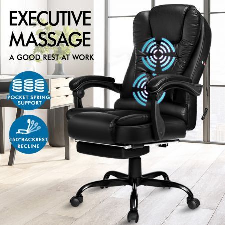 ALFORDSON Massage Office Chair FOOTREST Executive Gaming Racing Seat PU Leather