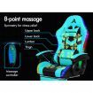 ALFORDSON Gaming Office Chair 12 RGB LED Massage Computer Seat Footrest Cyan