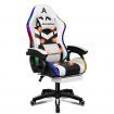 ALFORDSON Gaming Office Chair 12 RGB LED Massage Computer Seat Footrest White