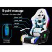 ALFORDSON Gaming Office Chair 12 RGB LED Massage Computer Seat Footrest White