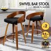 ALFORDSON 2x Wooden Bar Stools Caden Kitchen Swivel Dining Chair BLACK