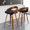 ALFORDSON 2x Wooden Bar Stools Caden Kitchen Swivel Dining Chair BLACK