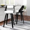 ALFORDSON 2x Swivel Bar Stools Eden Kitchen Wooden Dining Chair BLACK WHITE