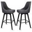 ALFORDSON 2x Swivel Bar Stools Kitchen Dining Chair Cafe Wooden DARK GREY