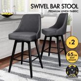 ALFORDSON 2x Swivel Bar Stools Kitchen Dining Chair Cafe Wooden DARK GREY