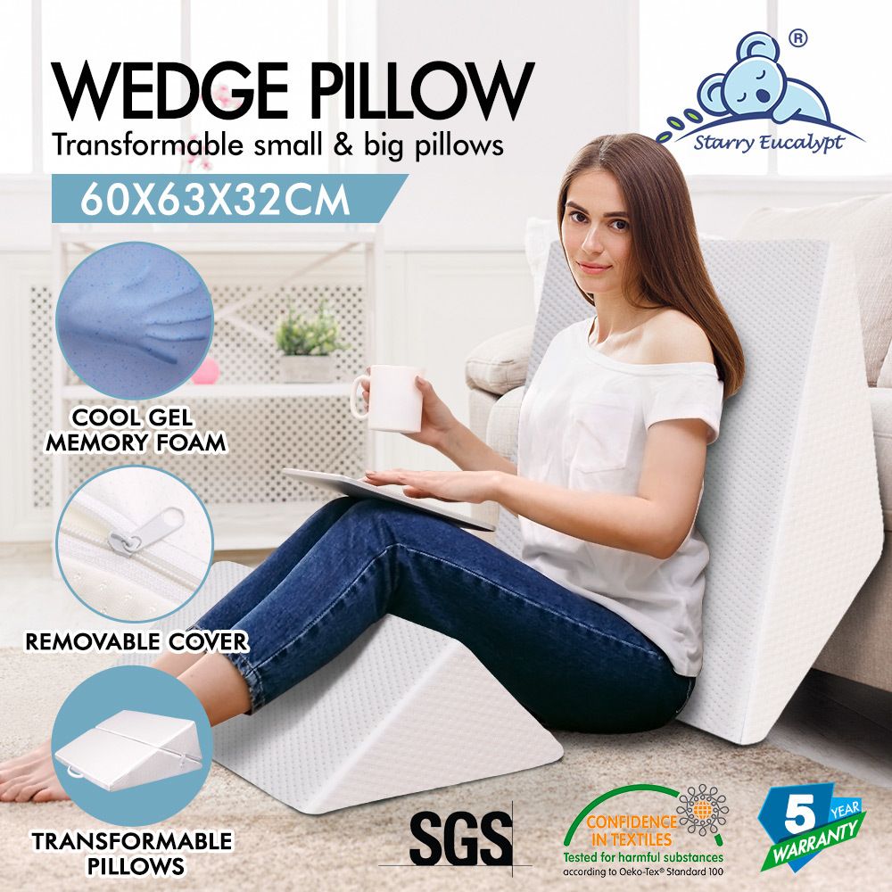 STARRY EUCALYPT Wedge Pillow Memory Foam Cool Gel Bed Sofa Lie Cushion