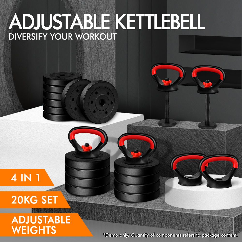 BLACK LORD Kettlebell Set 20kg Adjustable Weight Lifting Dumbbell Push Up Gym